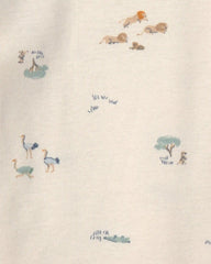 Baby Boy 4-Pack Safari Long-Sleeve Bodysuits - Blue/Grey/Ivory
