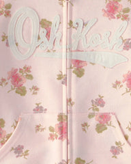 Toddler Girl Floral OshKosh Logo Zip-Up Hoodie - Pink