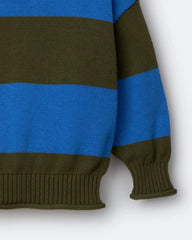 Toddler Mock Neck Sweater in Stripes - Olive/Blue