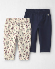 Baby Girl 2-Pack Recycled Fleece Bottoms Made with Organic Cotton