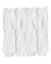 Baby 10-Pack Sleeveless Cotton Bodysuits - White
