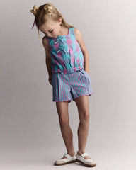 Toddler Girl Scalloped Gingham Shorts - Blue/Purple