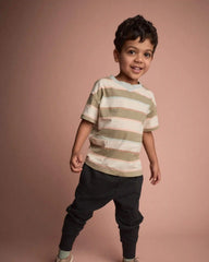 Toddler Boy Otter Pocket Tee in Stripes - Cream/Light Blue