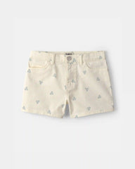 Girls Heart Denim Shorts - Ivory
