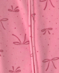 Baby Girl Bow Fleece 2-Way Zip DreamPlush Sleep & Play Pajamas - Pink