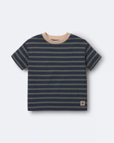 Toddler Boy Relaxed Tee in Stripes - Navy/Beige