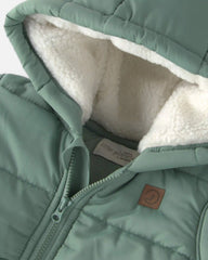 Baby Recycled Teddy Fleece Hooded Puffer Jacket