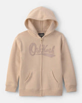 Boys OshKosh Logo Fleece Zip-Up Hoodie - Tan