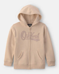 Boys OshKosh Logo Fleece Zip-Up Hoodie - Tan