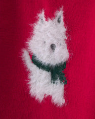 Baby Girl 2-Piece Dog Sweater & Pant Set - Red/Cream