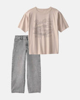 Boys 2-Piece Car Tee & Denim Jeans Set - Brown/Grey
