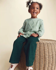 Toddler Girl Plaid Sweater Vest Top - Green