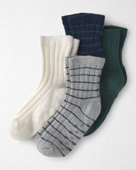 Toddler 4-Pack No-Slip Ankle Socks Made with Organic Cotton