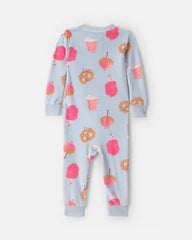 Baby Girl 1-Piece Festival Treats 2-Way Zip DreamPlush Snug Fit Pajama - Blue