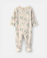 Baby Girl Floral Snug Fit Sleep & Play Pajamas - Cream