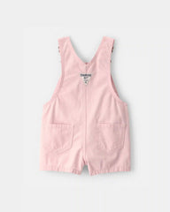 Baby Girl Heart Pocket Canvas Shortall - Pink