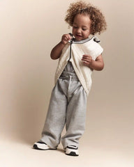 Toddler Quilted Zip-Up Collard Vest - Cream