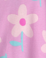 Toddler Girl Floral 100% Cotton Snug Fit 1-Piece Pajama - Pink