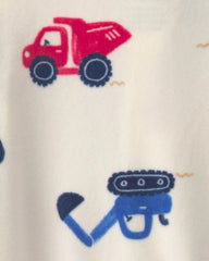 Baby Boy Construction 2-Way Zip DreamPlush Sleep & Play Pajamas - Cream