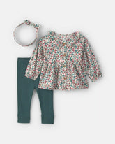 Baby Girl 3-Piece Floral Long-Sleeve Top & Pant Set