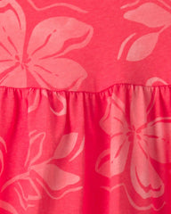 Toddler Girl Tropical Floral Sleeveless Dress - Coral