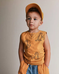 Toddler Boy Henley Tank in Fishing Tiger Print - Golden Yellow