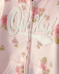 Toddler Girl Floral OshKosh Logo Zip-Up Hoodie - Pink
