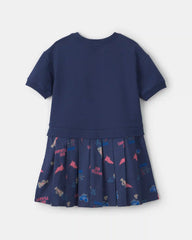 Girls School Spirit French Terry Layering Dress - Navy Blue