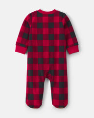 Baby Buffalo Check Fleece 2-Way Zip Sleep & Play Pajamas - Red/Black