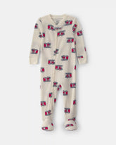 Toddler Boy 1-Piece Firetrucks Thermal Snug Fit Footed Pajama - Cream