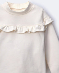 Toddler Girl Mock Neck Ruffle Top - Cream