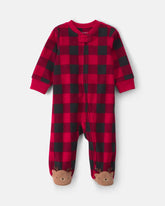 Baby Buffalo Check Fleece 2-Way Zip Sleep & Play Pajamas - Red/Black