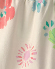 Girls Ruffle-Trim Summer Floral Shorts - Cream