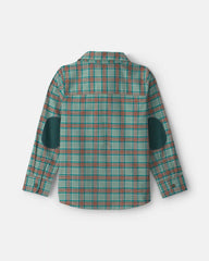 Boys Plaid Long-Sleeve Button-Down Shirt - Green