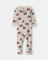 Baby Boy 1-Piece Firetrucks Thermal Snug Fit Footed Pajama - Cream