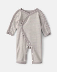 Baby Striped 100% Cotton Sleep & Play Pajama - Grey