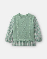 Toddler Girl Plaid Sweater Vest Top - Green