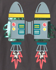 Toddler Boy Dino Jet Pack Long-Sleeve Graphic Tee - Grey