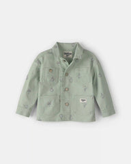 Toddler Girl Floral Canvas Jacket - Green