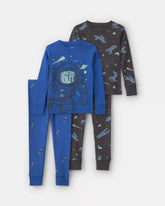 Toddler Boy 4-Piece Astronaut Glow in the Dark 100% Cotton Snug Fit Pajama Set - Blue