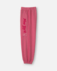 Girls 'New York' French Terry Joggers - Pink/Red