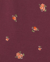 Girls Floral Long-Sleeve Top - Burgundy