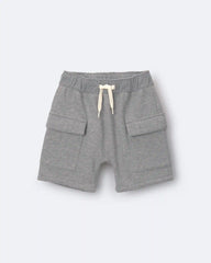 Toddler Boy French Terry Cargo Shorts with Pockets - Grey