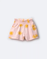 Toddler Girl Swing Shorts with Pockets in Sunny Life Print - Light Pink