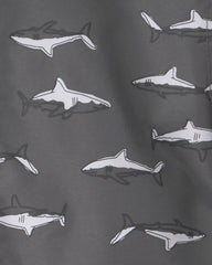 Toddler Boy Shark Raincoat - Grey