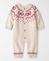 Baby Girl Organic Cotton Fair Isle Sweater Knit Jumpsuit