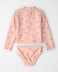 Toddler Girl 2-Piece Recycled Rashguard Swimsuit Set in Strawberry Print