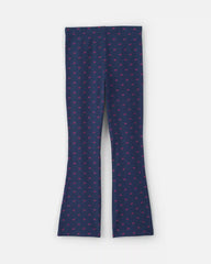 Girls Bow Cotton Pull-On Stretch Leggings - Navy Blue