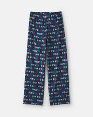 Kids 'Feliz Navidad' Christmas Fleece Loose Fit Pajama Bottoms - Navy Blue