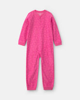 Girls 1-Piece Smiley Faces Fleece Loose Fit Pajama - Pink